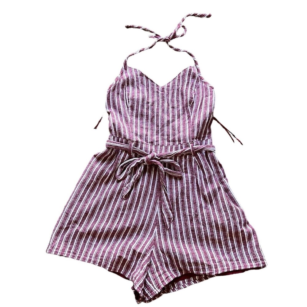 Hollister Striped Halter Romper. Lined. Size Small. Tie Waist